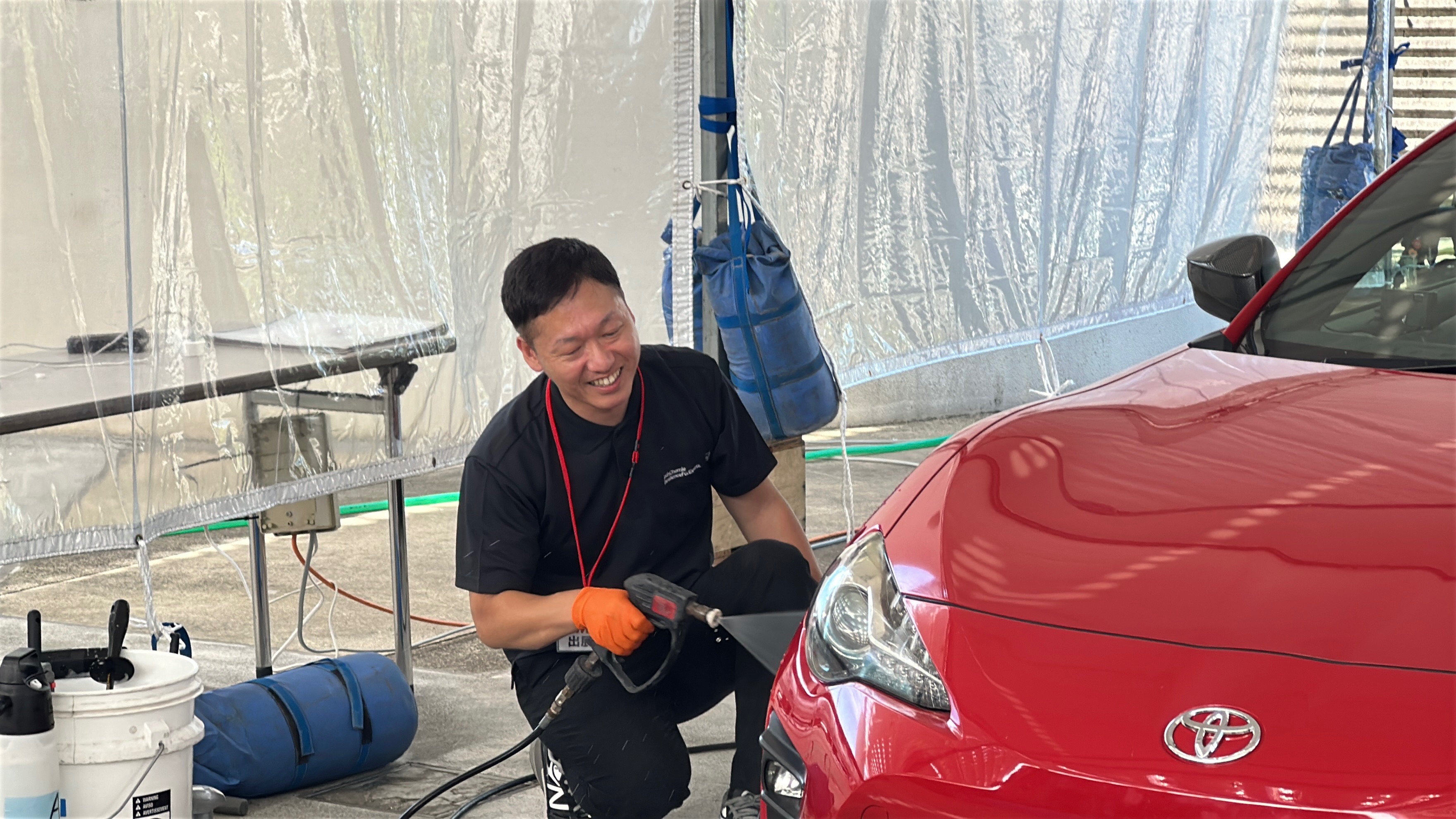 洗車セミナーでの実演